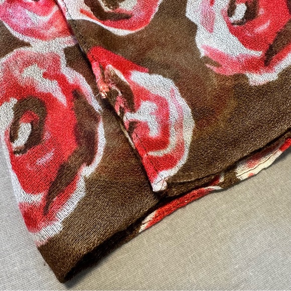 Brown and Red Floral Scarf - Picture 5 of 8